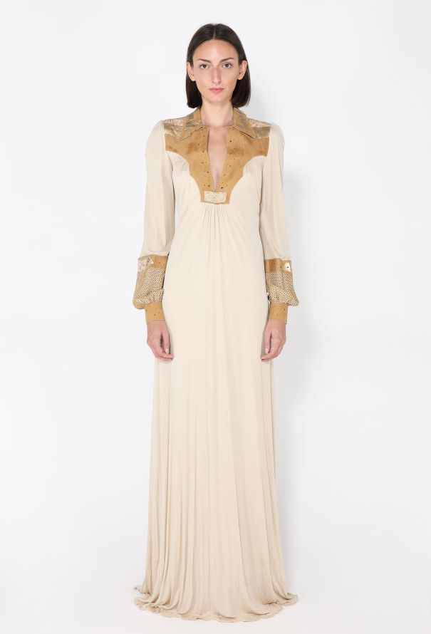 Western Suede-Trim Gown, 1970s - 1