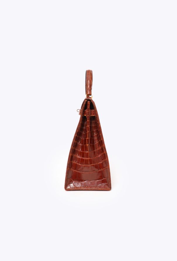 Hermès Ultra-Rare Vintage Brown Porosus  'Sac à Dépêches' Kelly 36 - 7