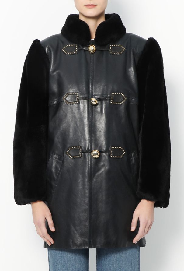Leather shop duffle coat