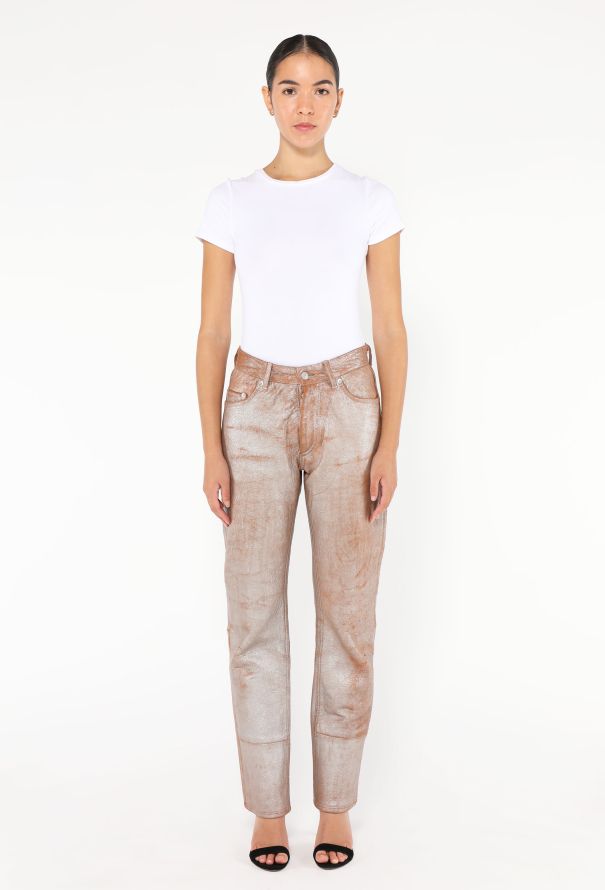 Helmut Lang S/S 1999 Metallic Painted Leather Pants - 1