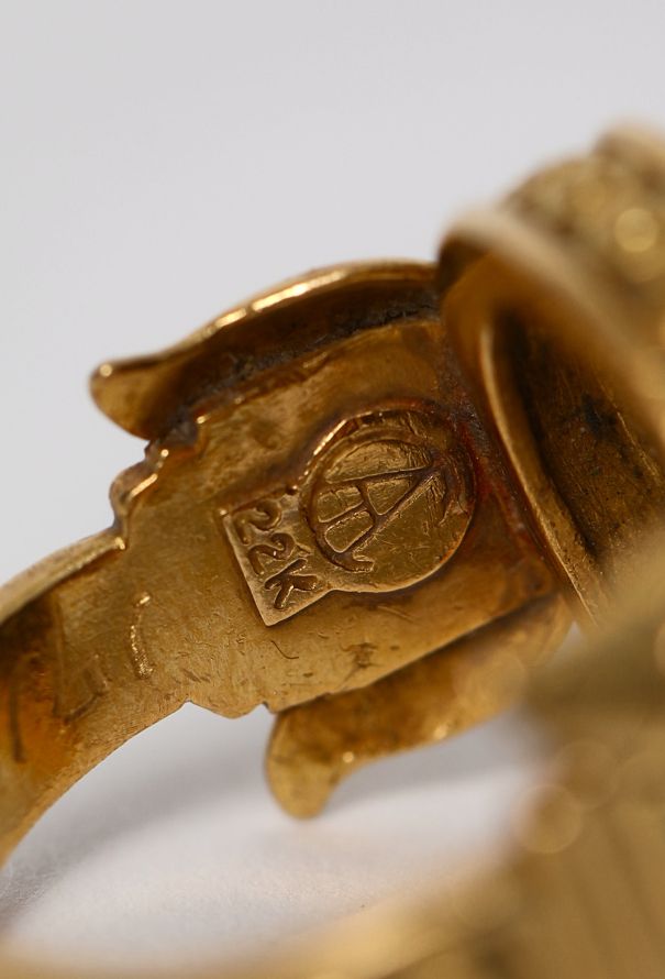 Vintage Fine Jewelry 22K Yellow Gold & Silver Ring with Diamond - 6