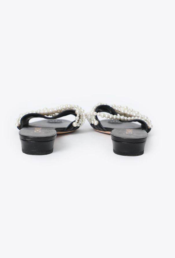 Chanel 2022 Pearl Embellished 'CC' Mules - 4