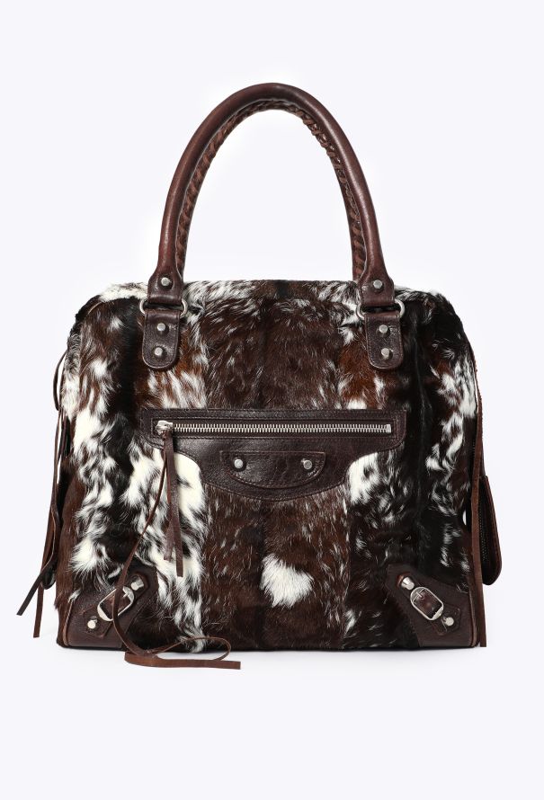 Balenciaga Motocross Pony Hair Bowling Bag - 1