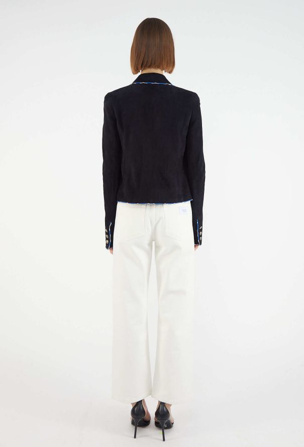 Chanel 2005 Suede Piped Trim Blazer - 5