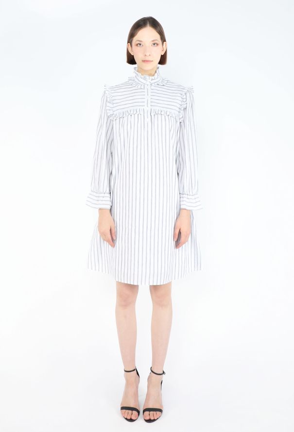 Céline Striped Ruffled Linen Dress, 2020 - 1