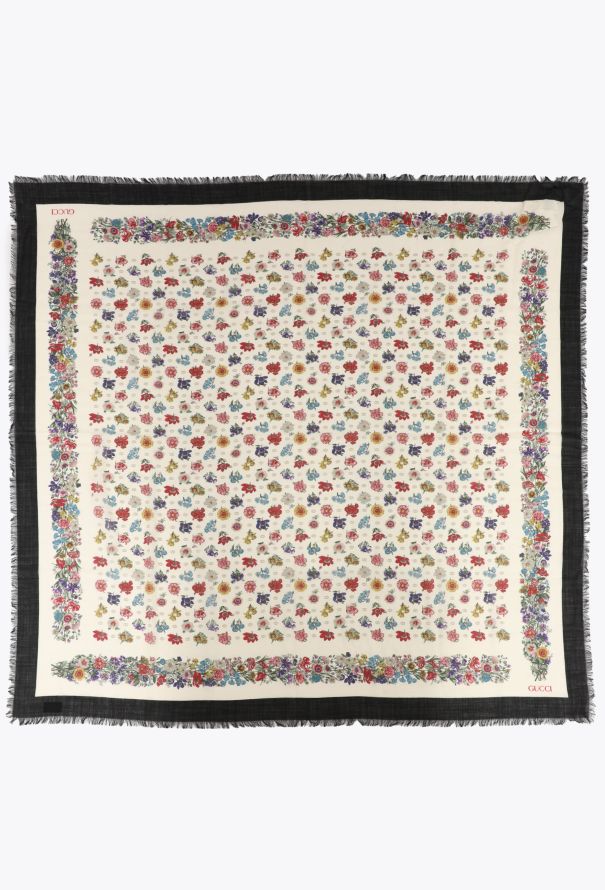 Gucci Floral Frayed Trim Shawl - 3