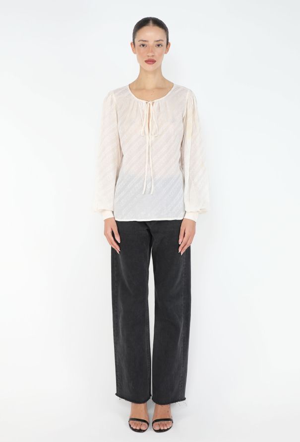 Saint Laurent '70s Jacquard Silk Lavallière Blouse - 3