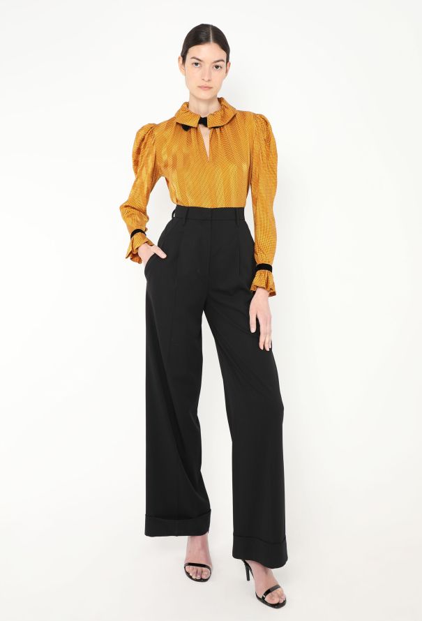 Saint Laurent '70s Ruffled Polka Dot Silk Blouse - 1