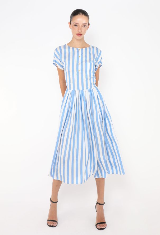 Céline Striped Silk Triomphe Dress - 1