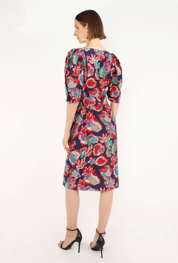 Saint Laurent Seashell Print Cotton Dress, 1980s - 4
