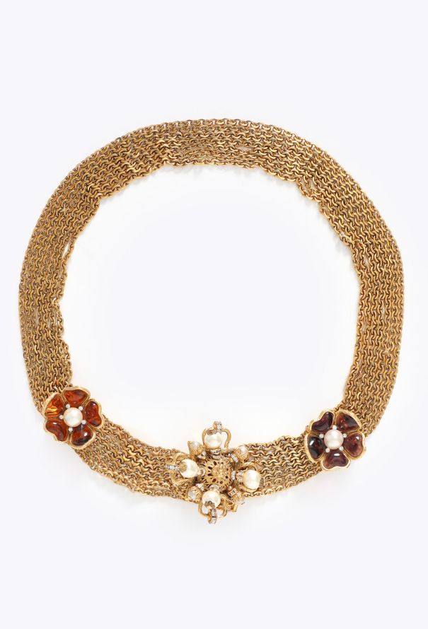 Chanel COLLECTOR S/S 1996 Gripoix Camélia Chainlink Belt - 3