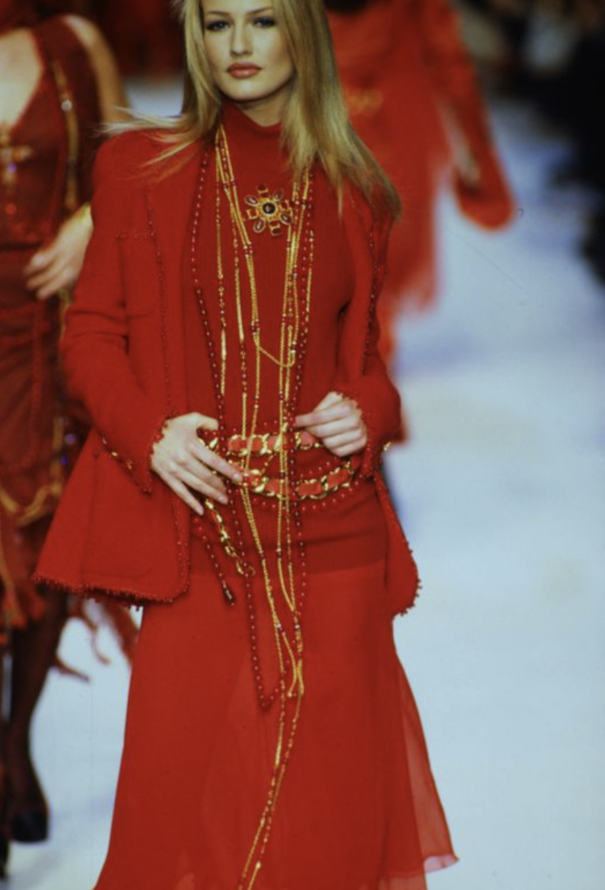 Chanel Vintage Red Sequin Strapless Dress Spring/Summer Size 40FR