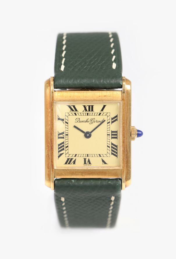 Bueche Girod Rare 1960s Eagle Beak 18k Yellow Gold Tank Watch - 1