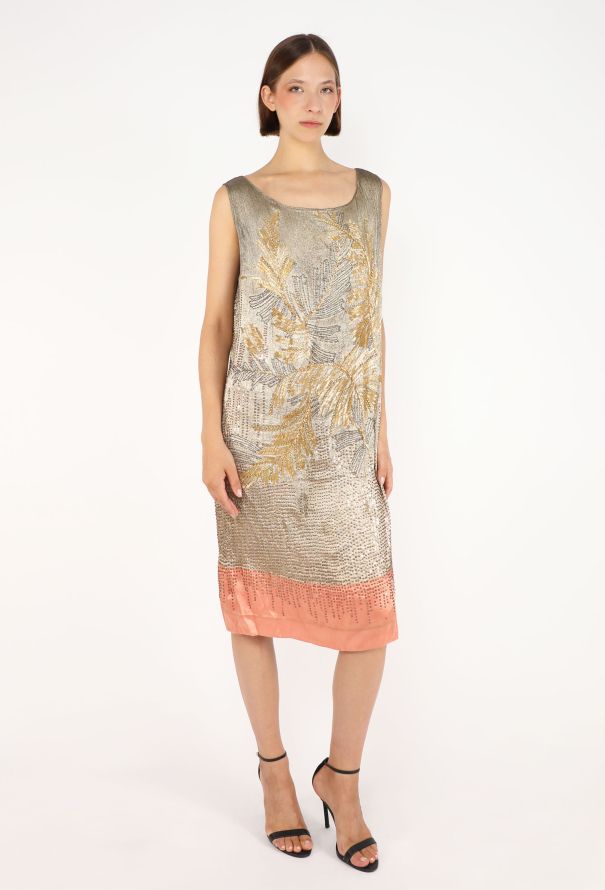 Antique Hand-Embellished Lamé Flapper Dress, 1920s - 4