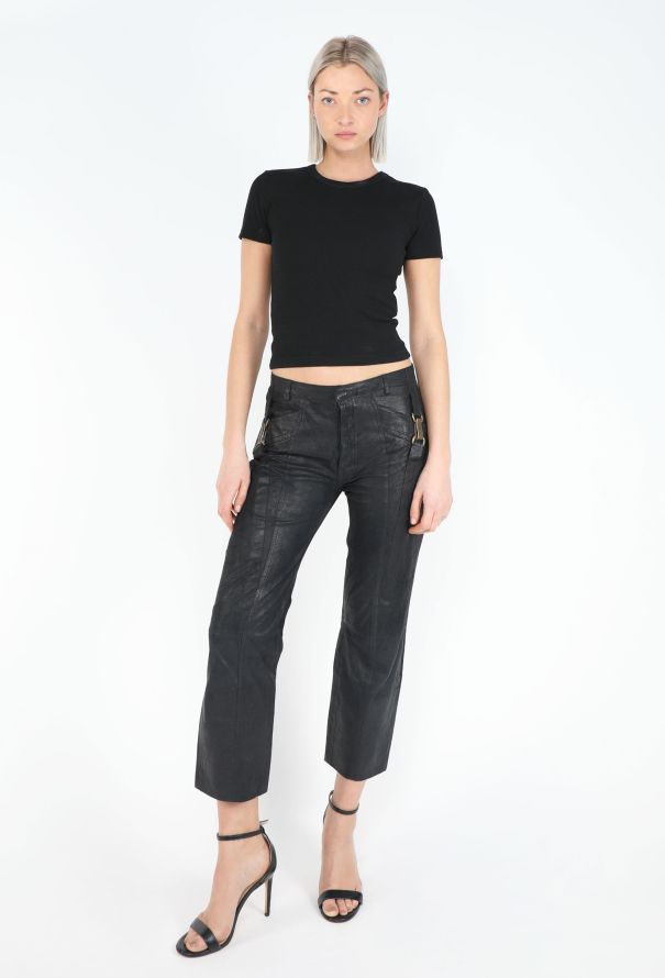 Balenciaga S/S 2001 Le Dix Leather Buckle Pants - 4