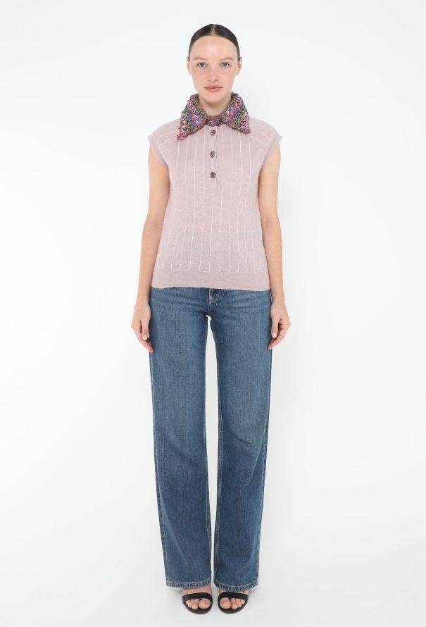 Chanel S/S 2015 Bouclé Cashmere Top - 5