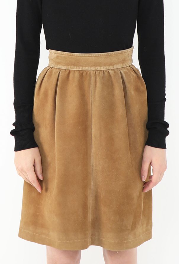 Saint Laurent Vintage Suede Gathered Skirt - 2