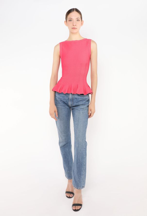 Alaïa Piqué Peplum Top - 3