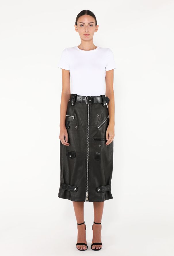 Alexander McQueen S/S 2022 Leather Biker Skirt - 4