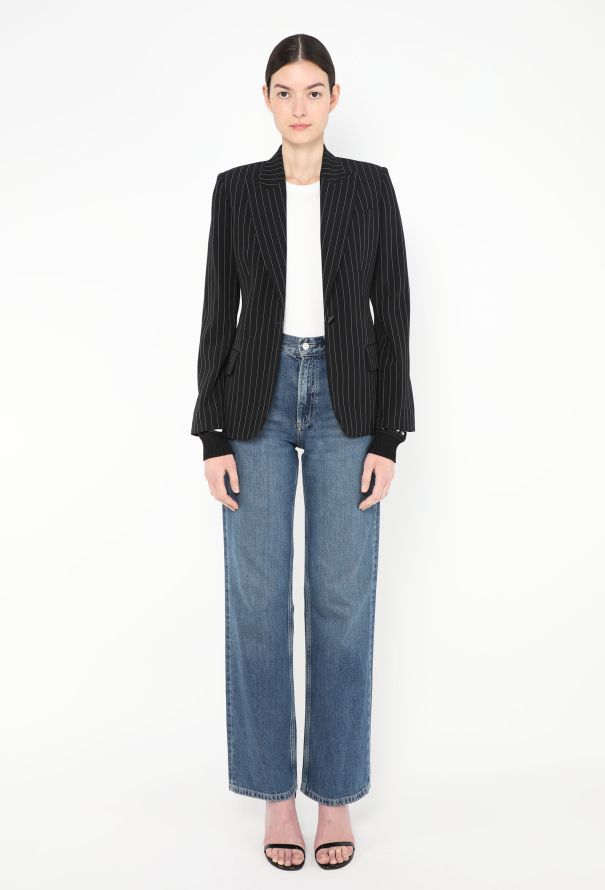 Jean Paul Gaultier Pinstripe Graphic Cuff Blazer - 3