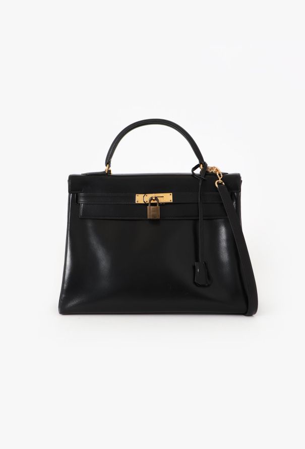 Hermès '70s Black Box Kelly 32 Retourné - 1