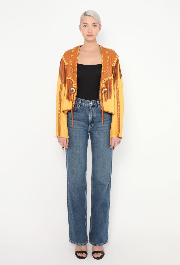 World Treasures Whipstitch Leather Fringe Jacket - 4