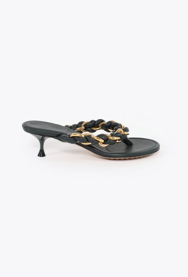 Bottega Veneta 2021 Braided Chainlink Kitten Sandals - 1