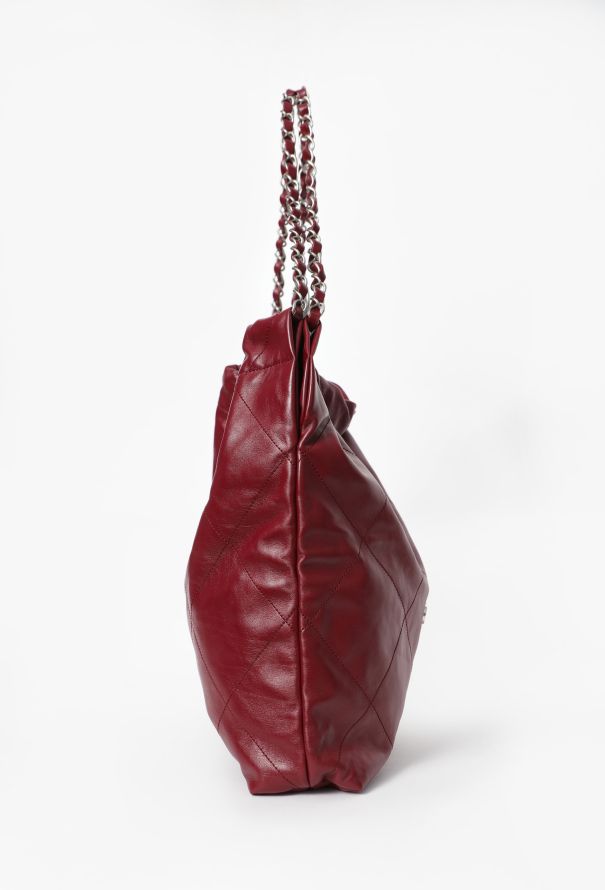Chanel Burgundy 22 Large Quilted Hobo Bag - 3