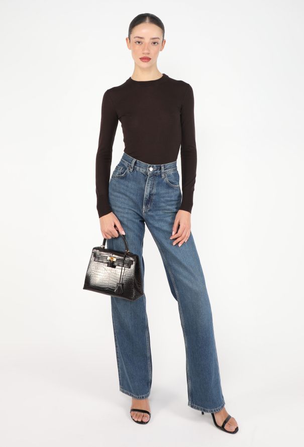 Hermès Exceptional 1998 Dark Brown Porosus Kelly Sellier 25 - 4