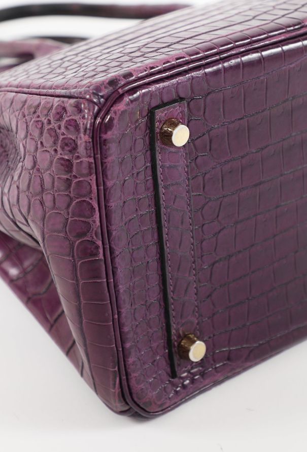 Hermès RARE Matte Améthyste Porosus Birkin 30 - 9