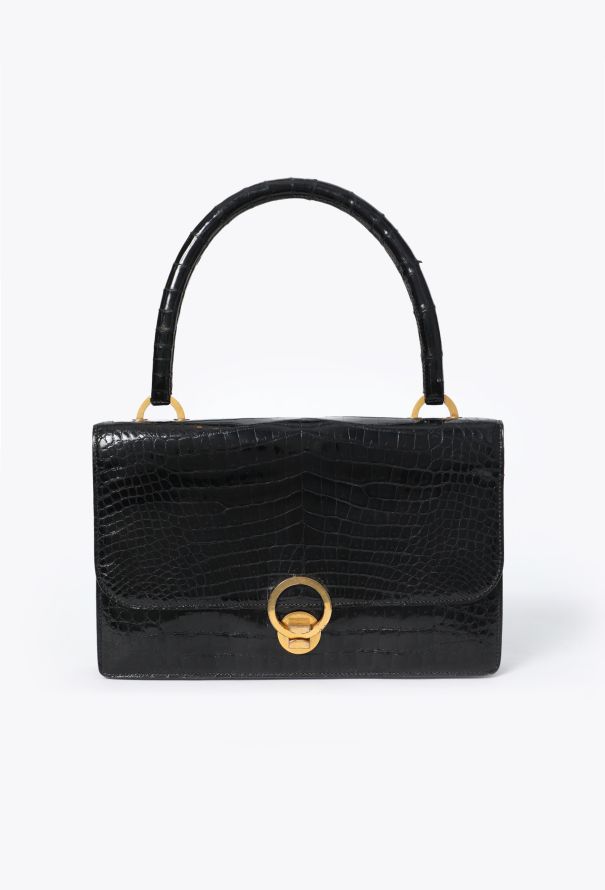 Hermès Vintage Black Porosus Ring Bag - 1