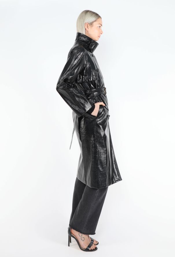 Saint Laurent Vinyl Belted Trench Coat - 5