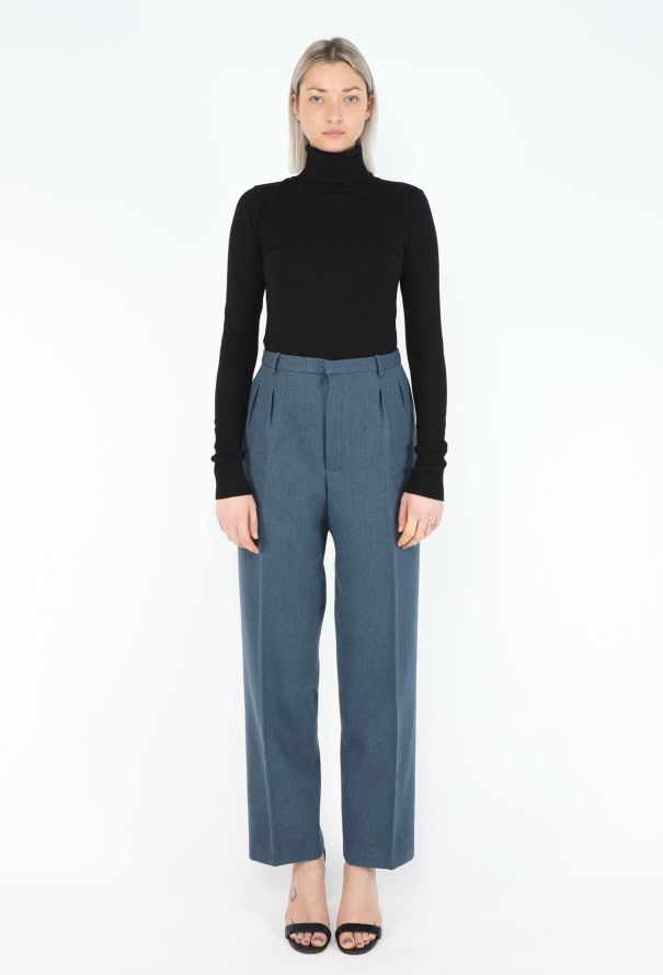 Saint Laurent '80s Herringbone Pleated Trousers - 1