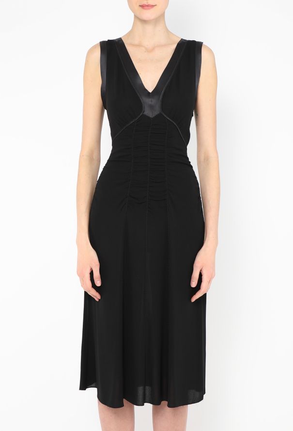 Prada Early 2000s Ruched Satin Trim Dress - 2