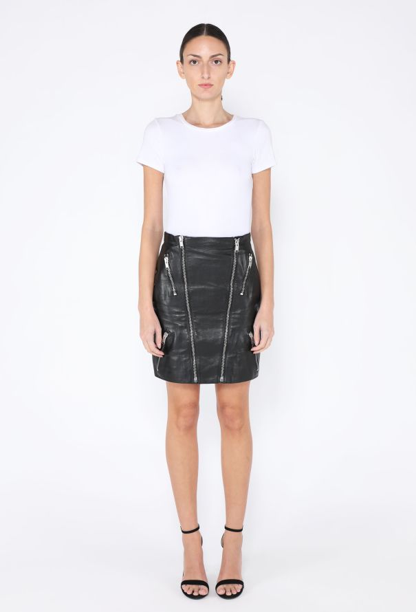 Saint Laurent 2013 Leather Zip Mini Skirt - 1