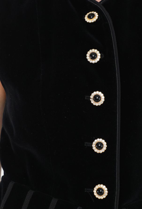 Saint Laurent F/W 1991 Embellished Velvet Vest - 4