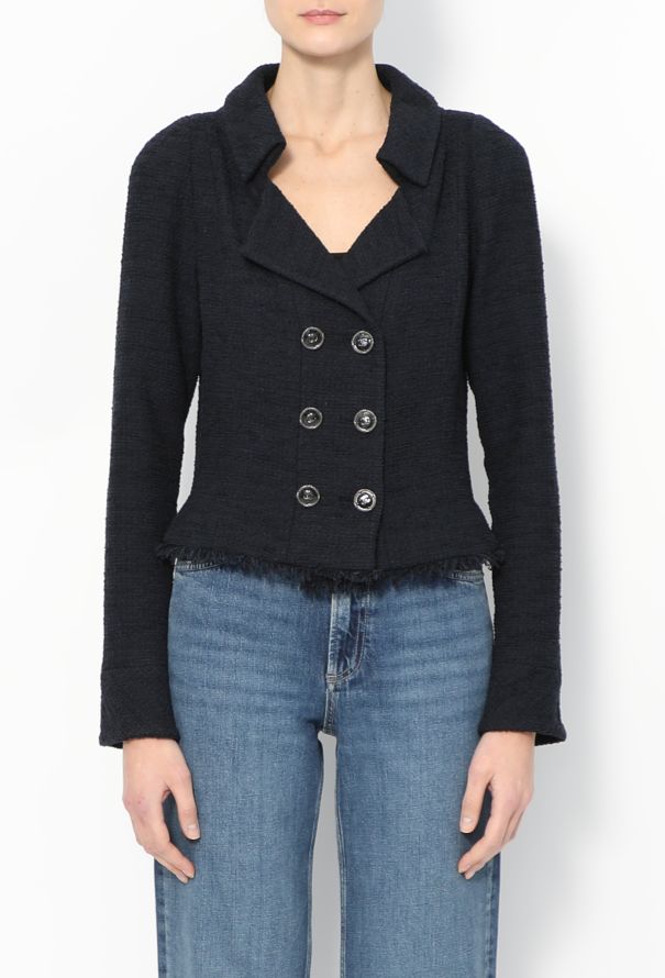 Chanel 2013 Notched Bouclé 'CC' Jacket - 1