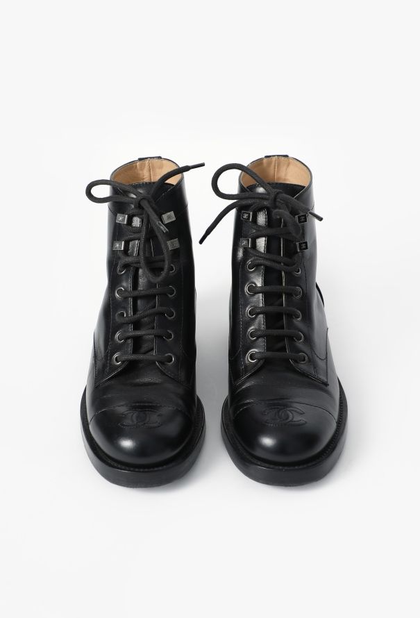 Chanel 2021 Cap-Toe Combat Ankle Boots - 3