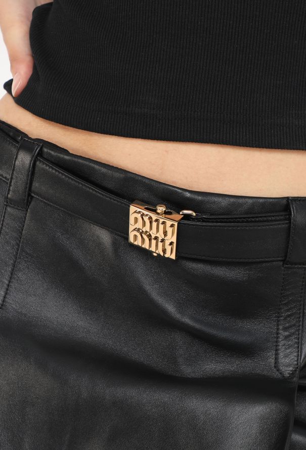 Miu Miu 2023 Belted Lambskin Skirt - 4