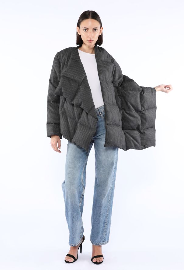 Dries Van Noten Pinstripe Quilted Wrap Coat, F/W 2019 - 1