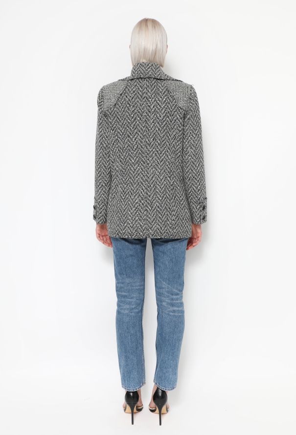 Chanel Wool Chevron 'CC' Jacket - 3 Chanel Wool Chevron 'CC' Jacket - 3