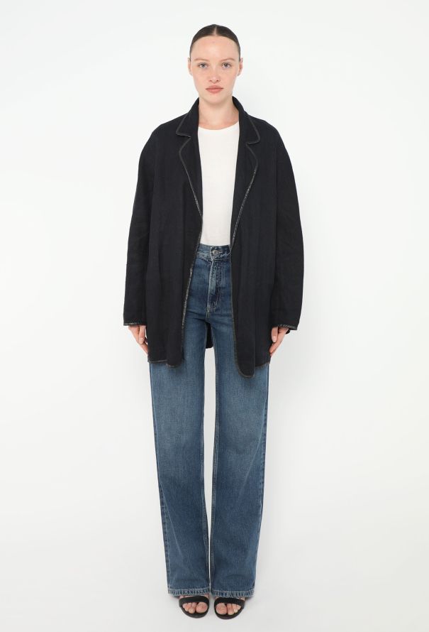 Hermès Margiela Leather Trim Linen Jacket - 1