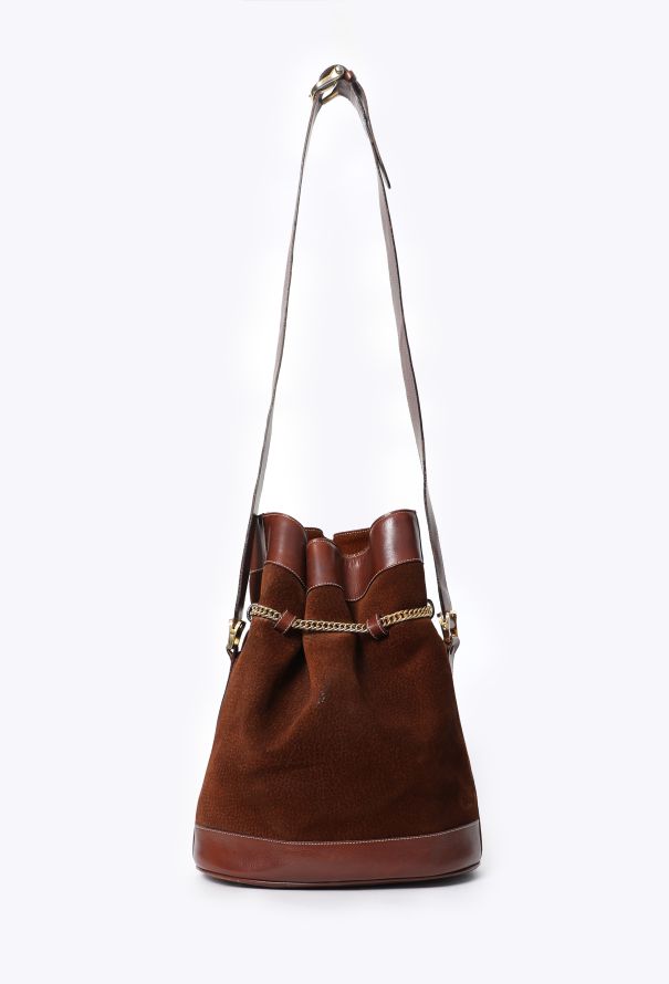 Céline Vintage Suede Triomphe Bucket Bag - 4