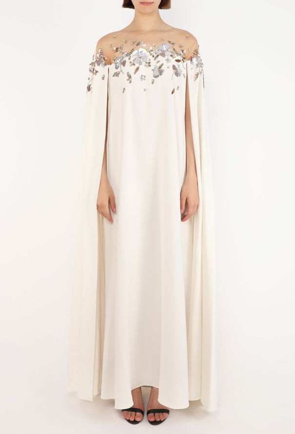 Oscar De La Renta Embellished Silk Cape Gown, 2022 - 5