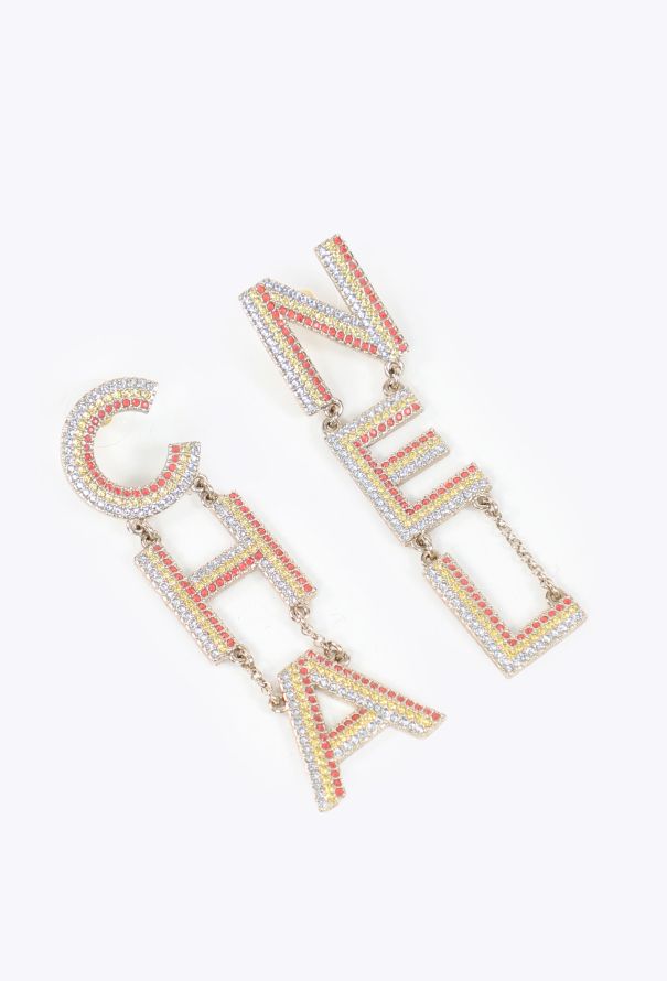 Chanel 2023 Strass Logo Drop Earrings - 2