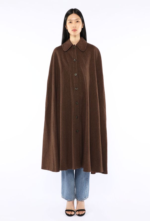 Saint Laurent Woven Wool Twill Cape, 1970s - 1