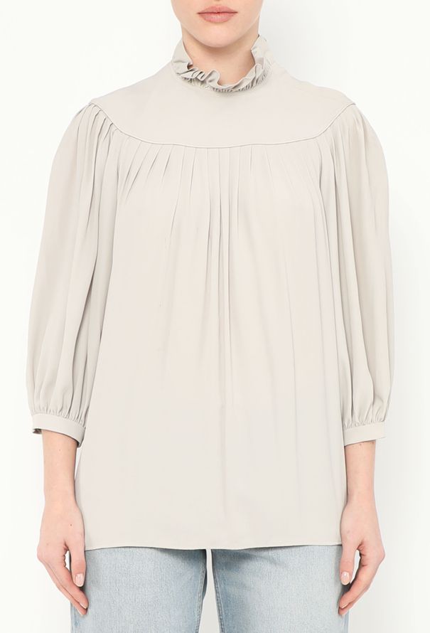 Céline 2021 Pleated Ruffled Silk Blouse - 1