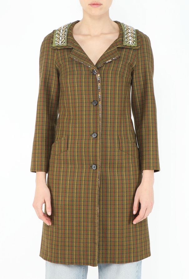 Prada F/W 2004 Embellished Trim Coat - 1