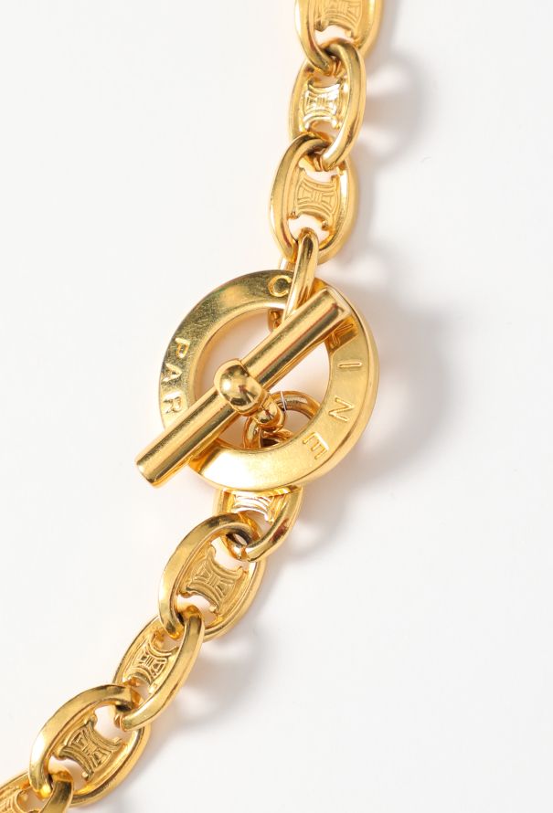Céline 1991 Embossed Triomphe Chainlink Belt - 5 Céline 1991 Embossed Triomphe Chainlink Belt - 5