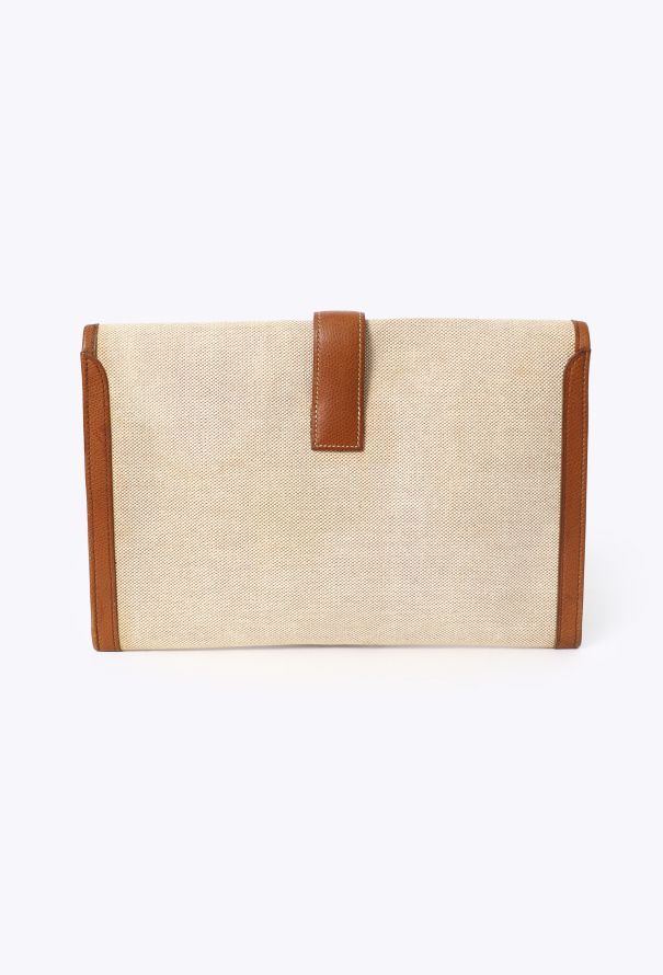 Hermès Vintage Toile H & Gold Courchevel Jige Clutch - 5
